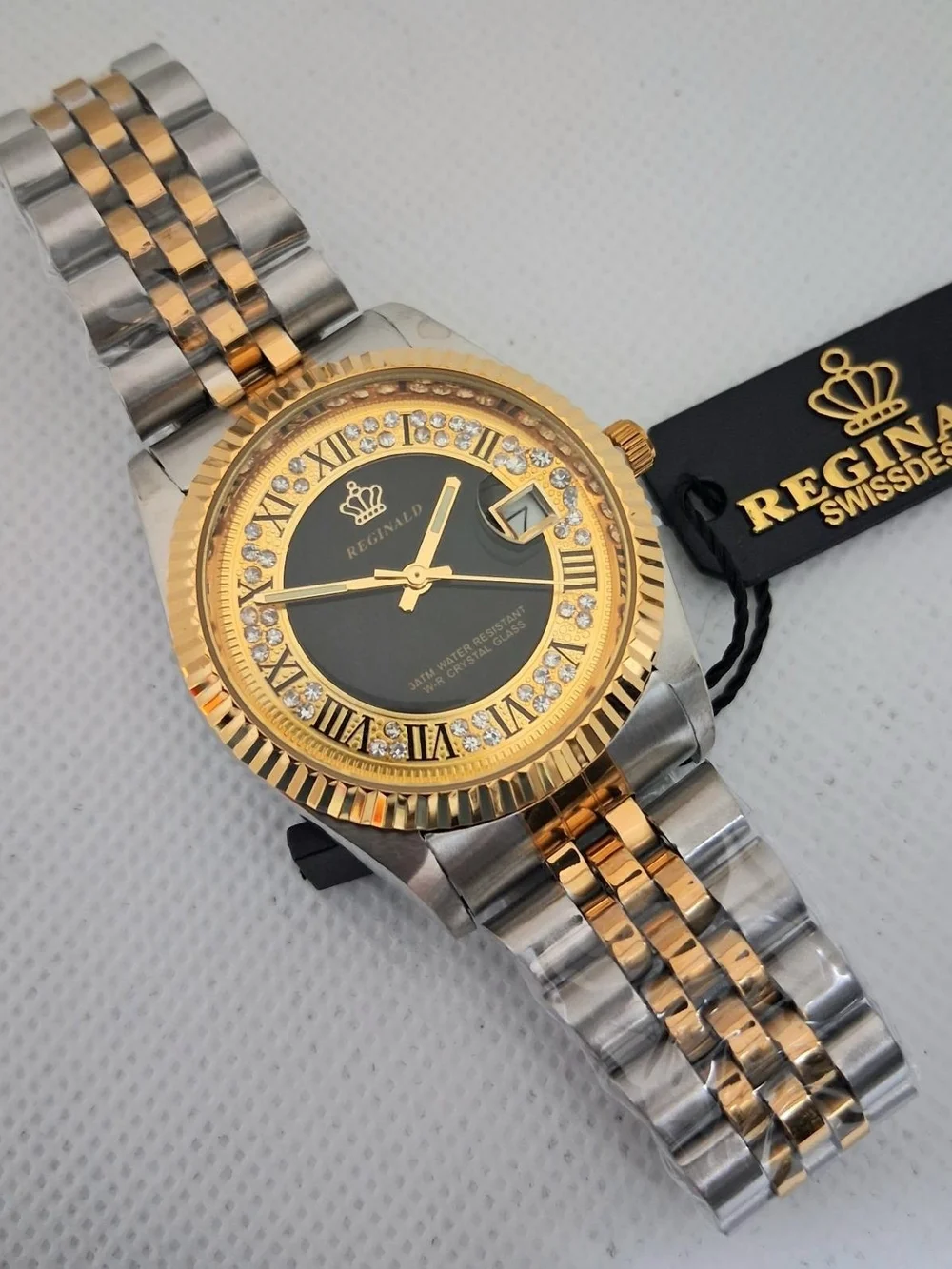 NEW IN BOX Men's Reginald 36mm Real Diamond Presidential Date Watch